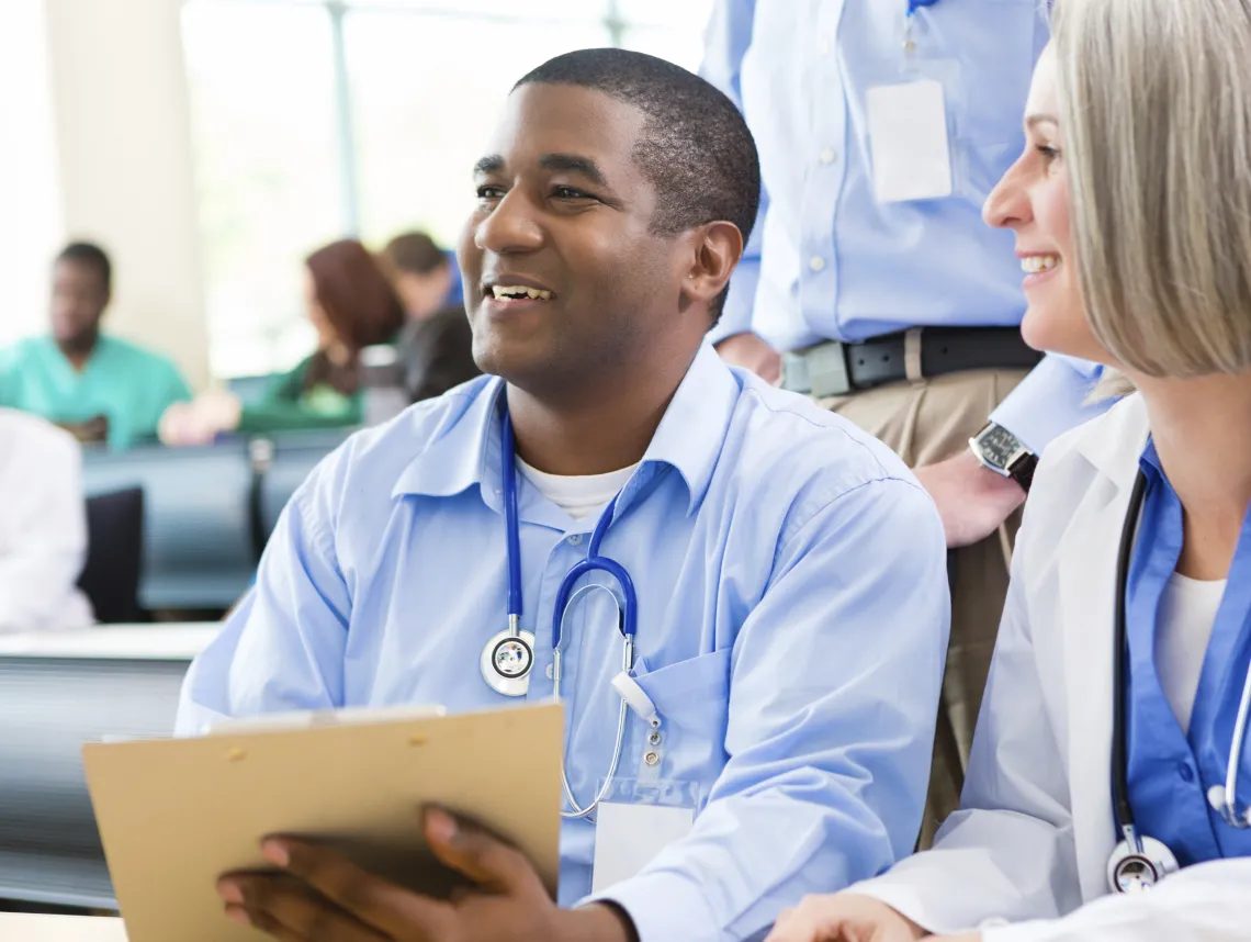 Physician in a classroom